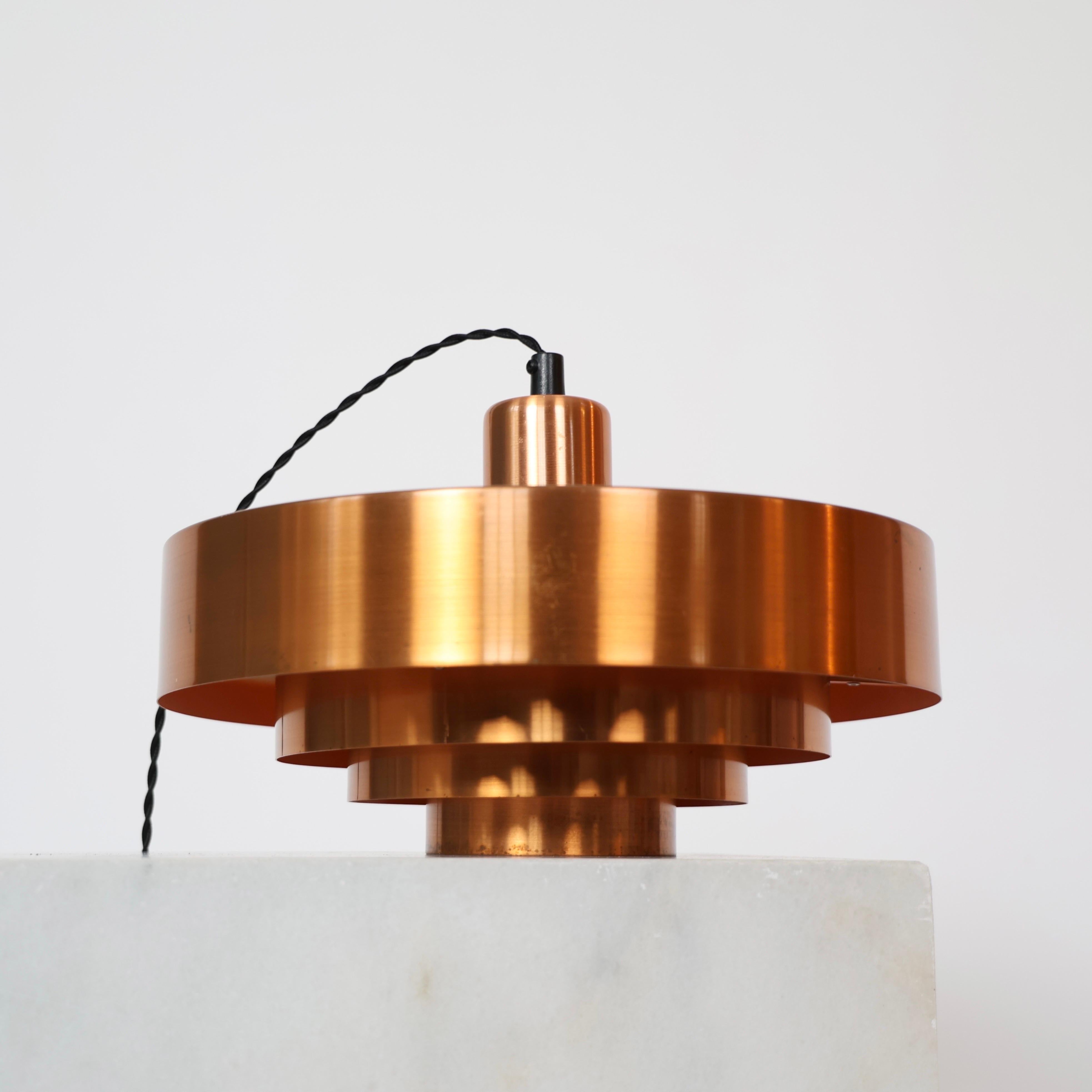 Danish Modern Copper Pendant Lights by Jo Hammerborg, 1960s, Denmark For Sale 7
