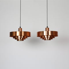 Danish Modern Copper Pendant Lights by Jo Hammerborg, 1960s, Denmark