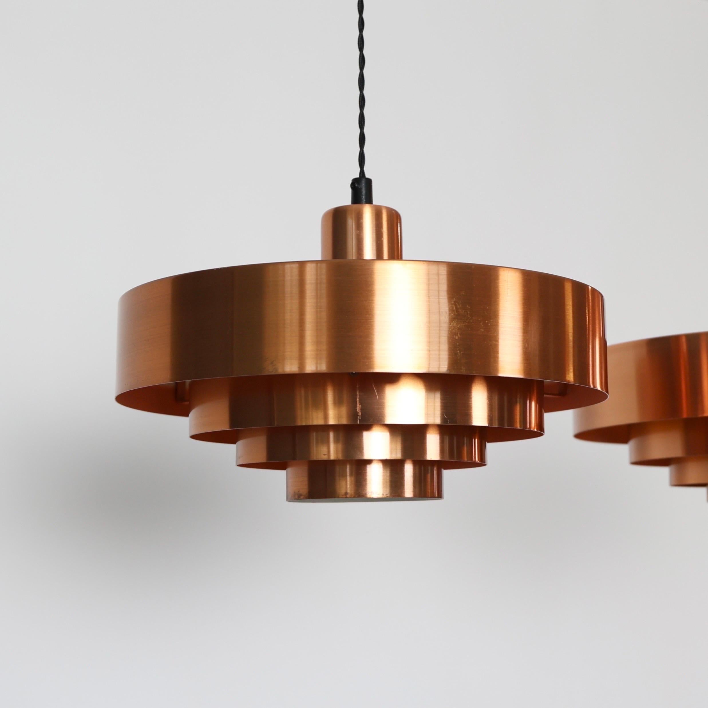 Mid-20th Century Danish Modern Copper Pendant Lights by Jo Hammerborg, 1960s, Denmark For Sale