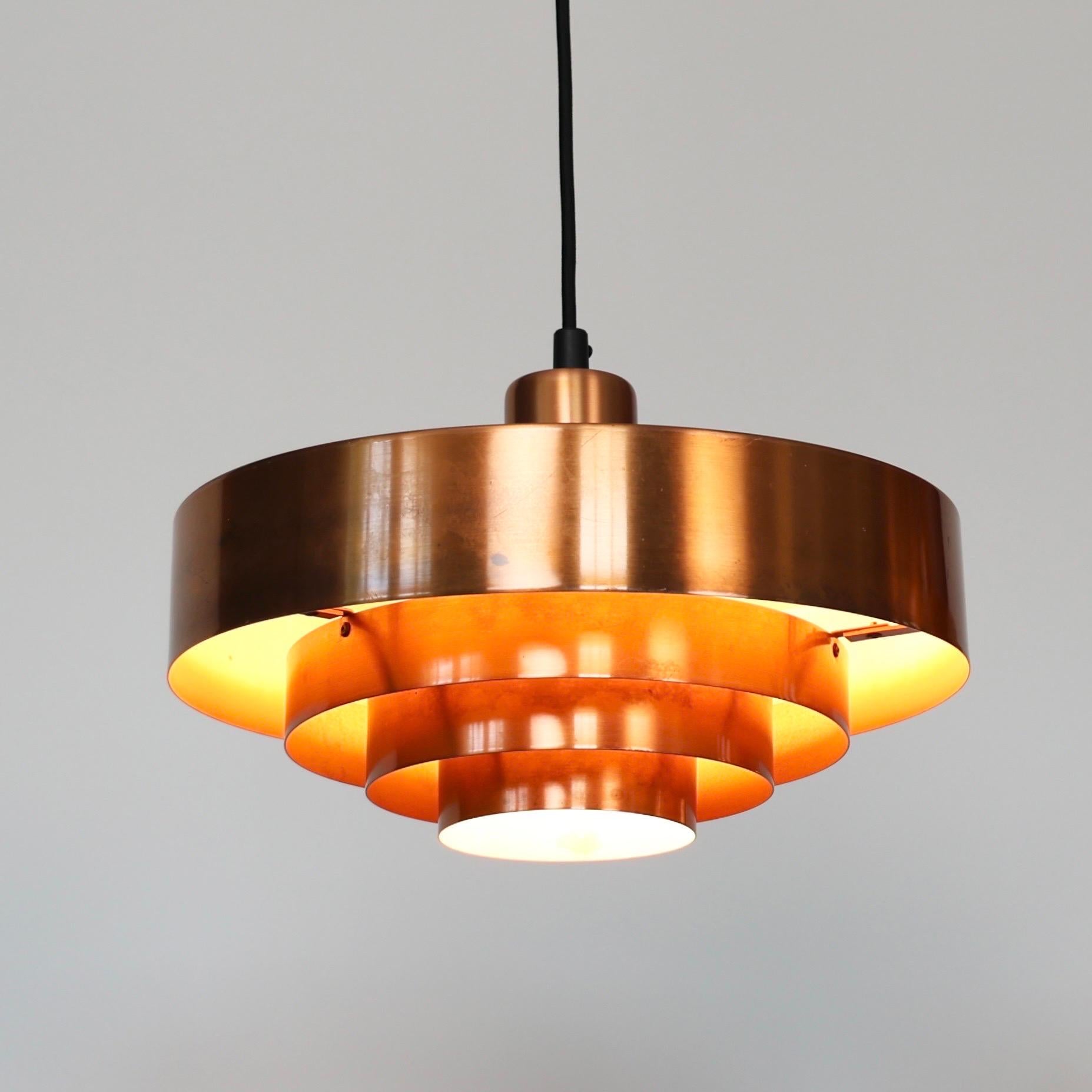 Danish Modern Copper Pendant Lights by Jo Hammerborg, 1960s, Denmark en venta 2