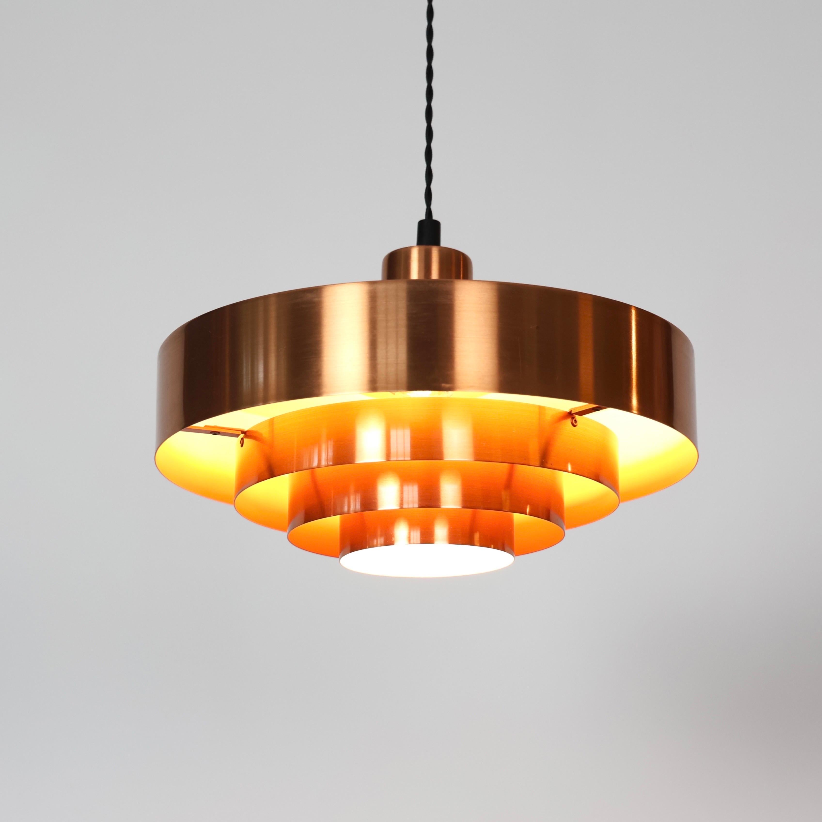 Danish Modern Copper Pendant Lights by Jo Hammerborg, 1960s, Denmark For Sale 3