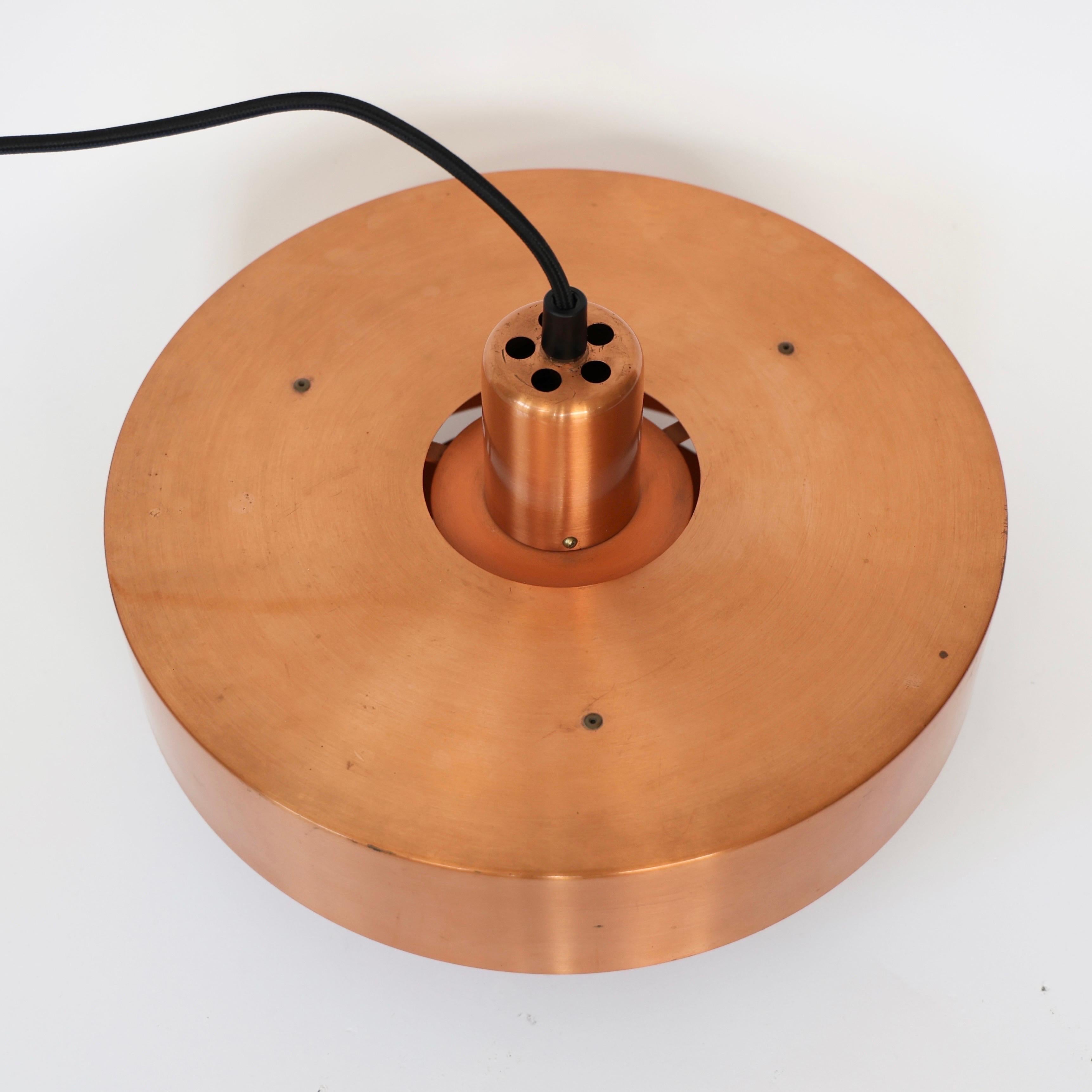 Danish Modern Copper Pendant Lights by Jo Hammerborg, 1960s, Denmark en venta 3