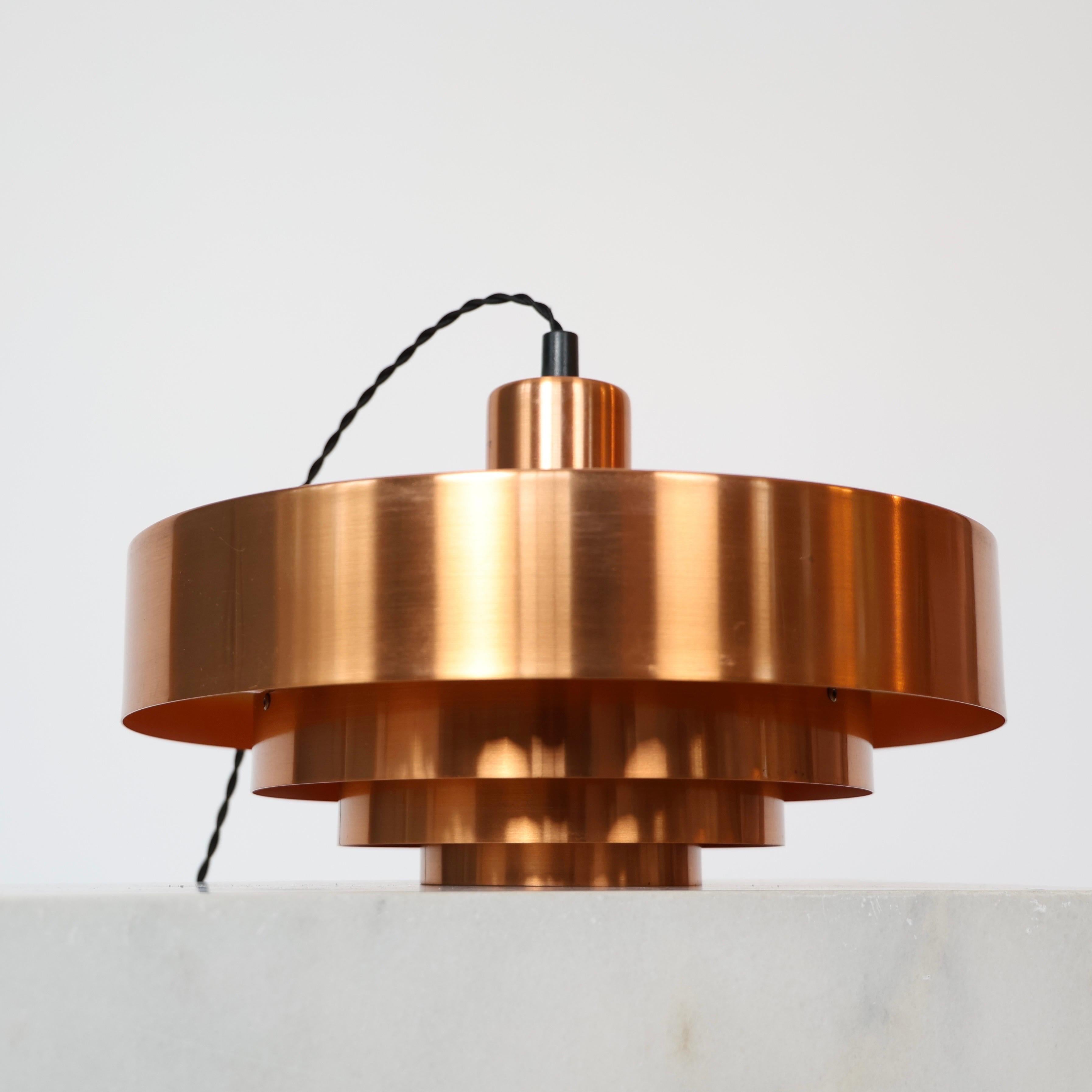 Danish Modern Copper Pendant Lights by Jo Hammerborg, 1960s, Denmark For Sale 4