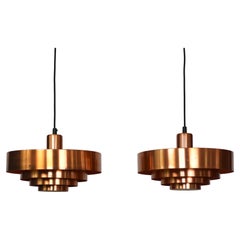 Danish Modern Copper Pendant Lights by Jo Hammerborg, 1960s, Denmark