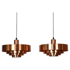 Danish Modern Copper Pendant Lights by Jo Hammerborg, 1960s, Denmark Danish Modern Copper Pendant Lights by Jo Hammerborg, 1960s, Denmark