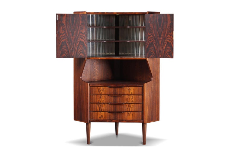 Danish Modern Corner Cabinet in Rosewood with Bar at 1stDibs