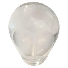 Danish Modern Crystal Owl Paperweight Sculpture MCM by Geoffrey Baxter
