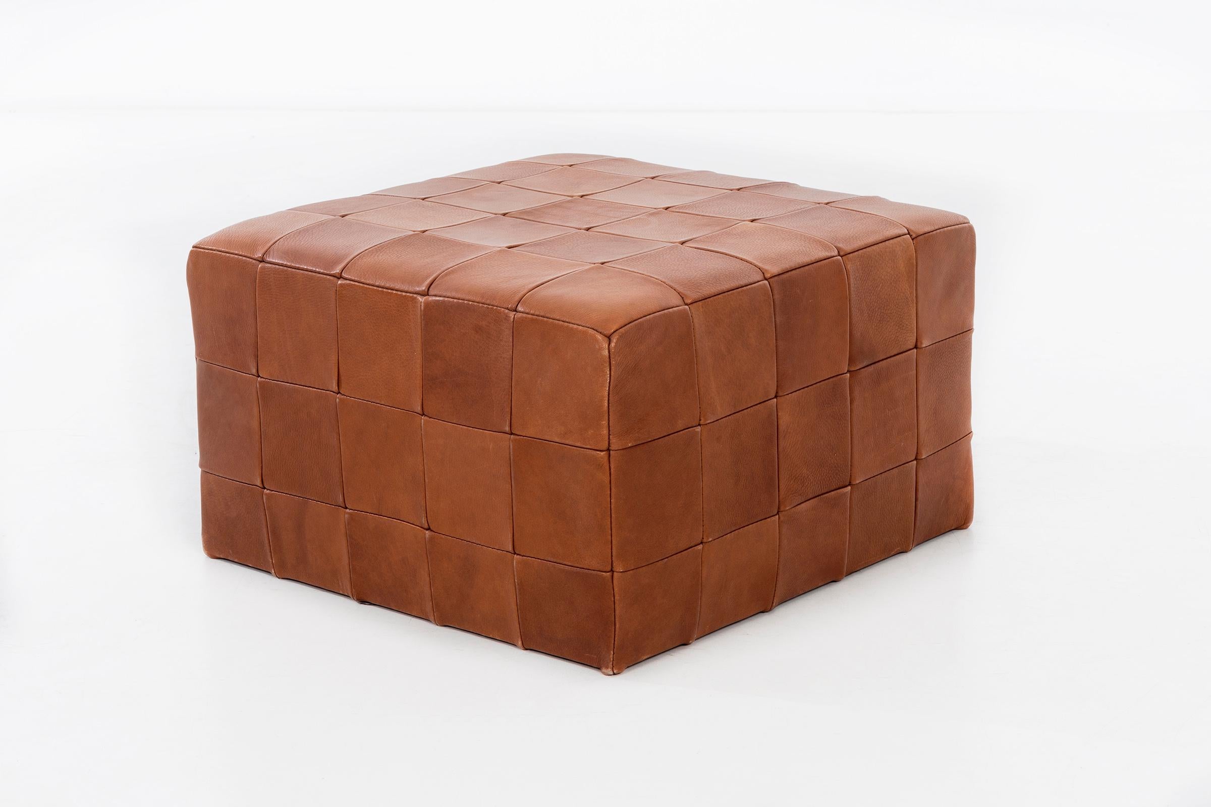 Leather Danish Modern Cube Ottomans