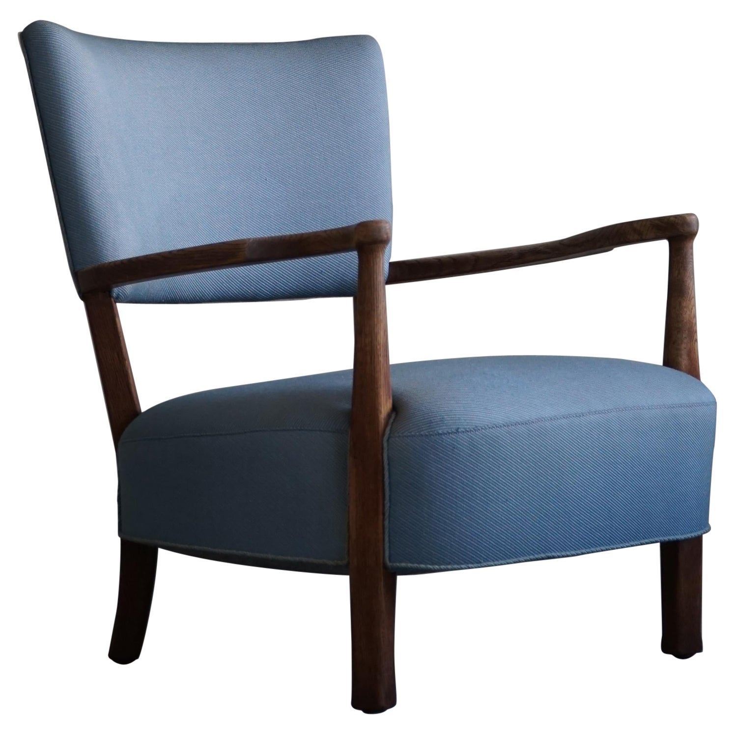 Silla moderna danesa curvada de roble, atribuida a Viggo Boesen, años 50 en venta