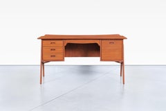 Danish Modern Curved Teak Desk by Svend Aage Madsen