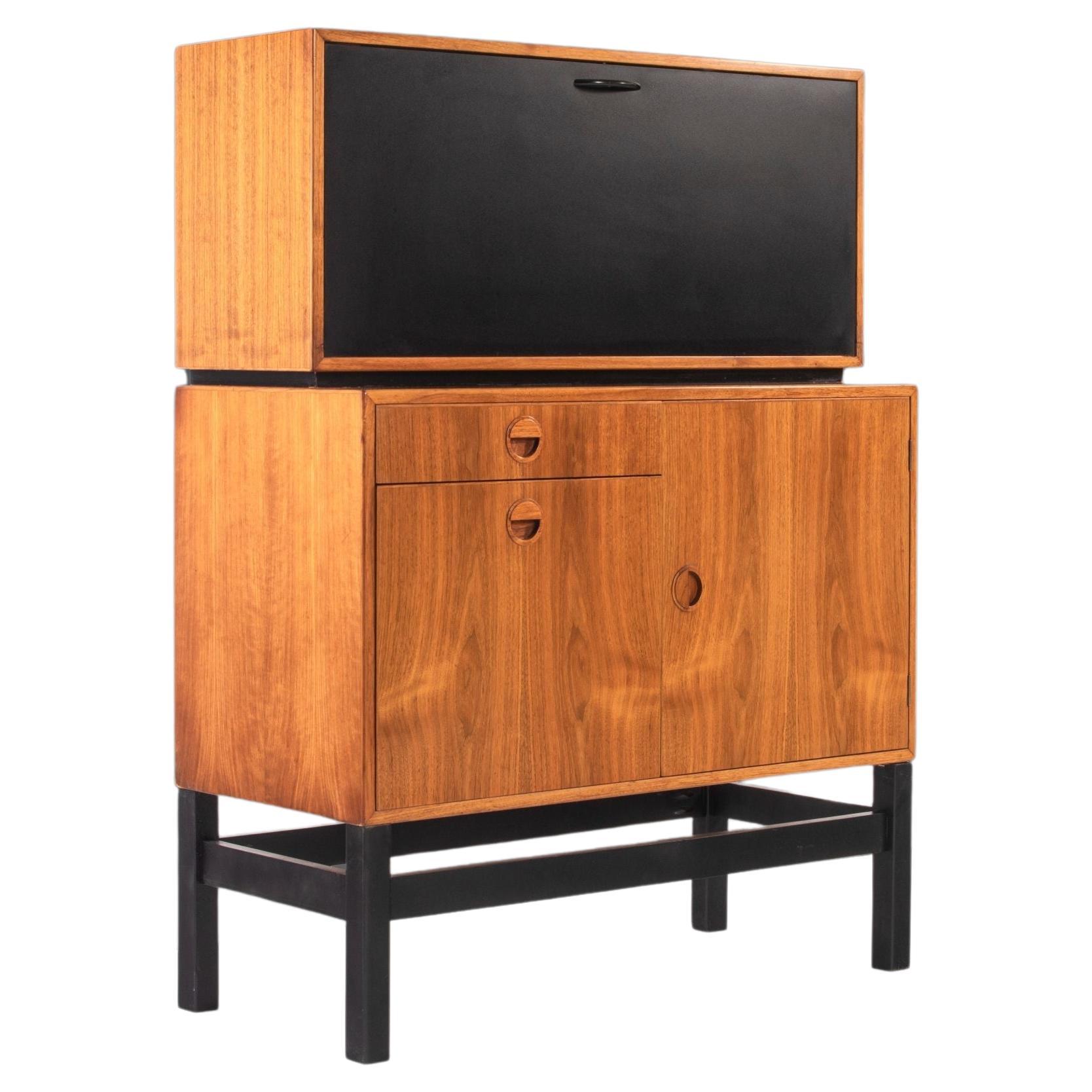 Danish Modern Custom Bar Cabinet / Secretary Desk by H.G. Furniture, 1960s For Sale