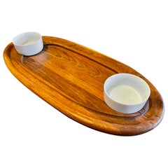 Danish Modern Dansk Teak Serving Tray with Small Bowls Designed by Quistgaard