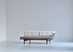Danish Modern Daybed / Sofa by Ib Kofod-Larsen in Teak Wood and Kvadrat Wool