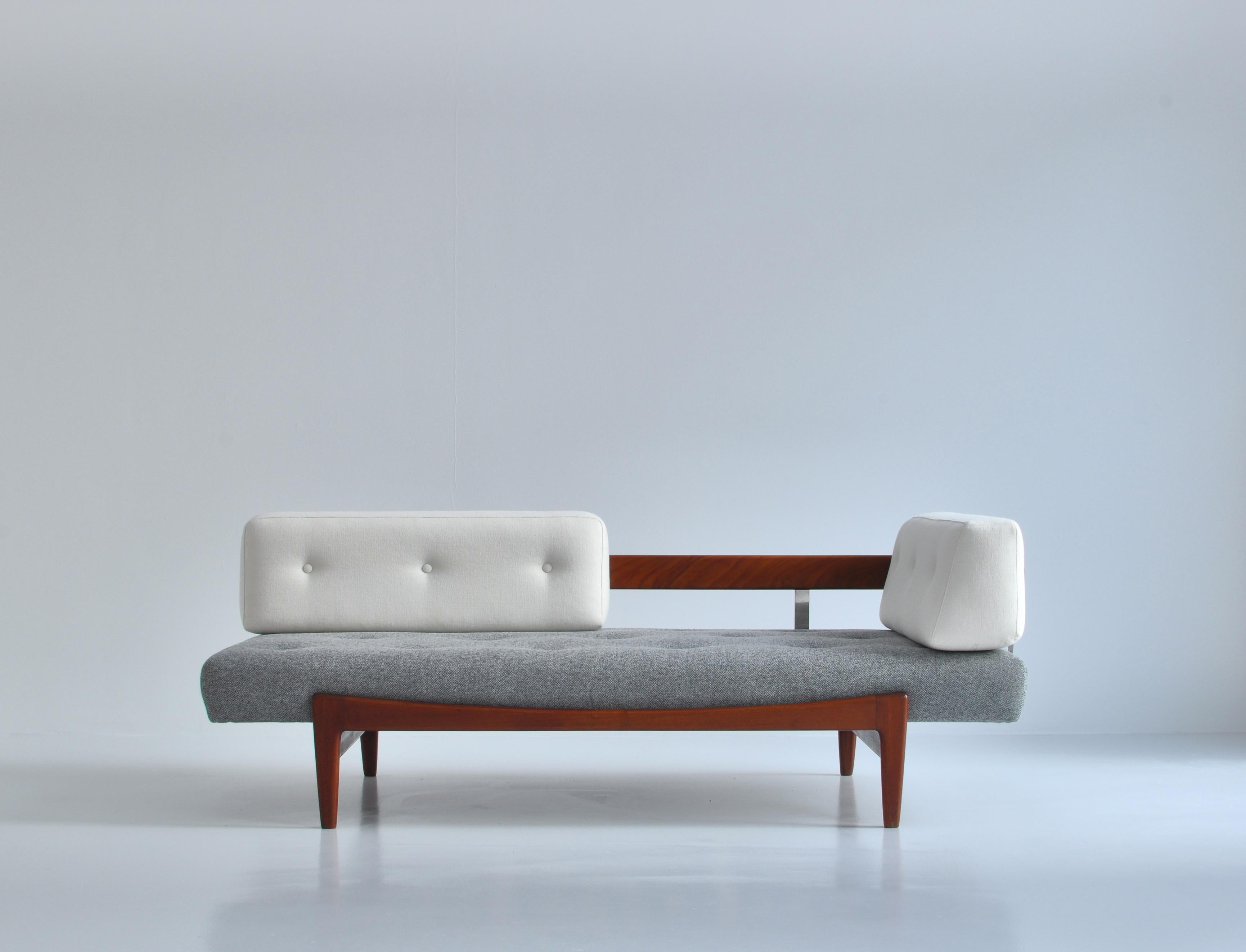 Scandinavian Modern Danish Modern Daybed / Sofa by Ib Kofod-Larsen in Teak Wood and Kvadrat Wool