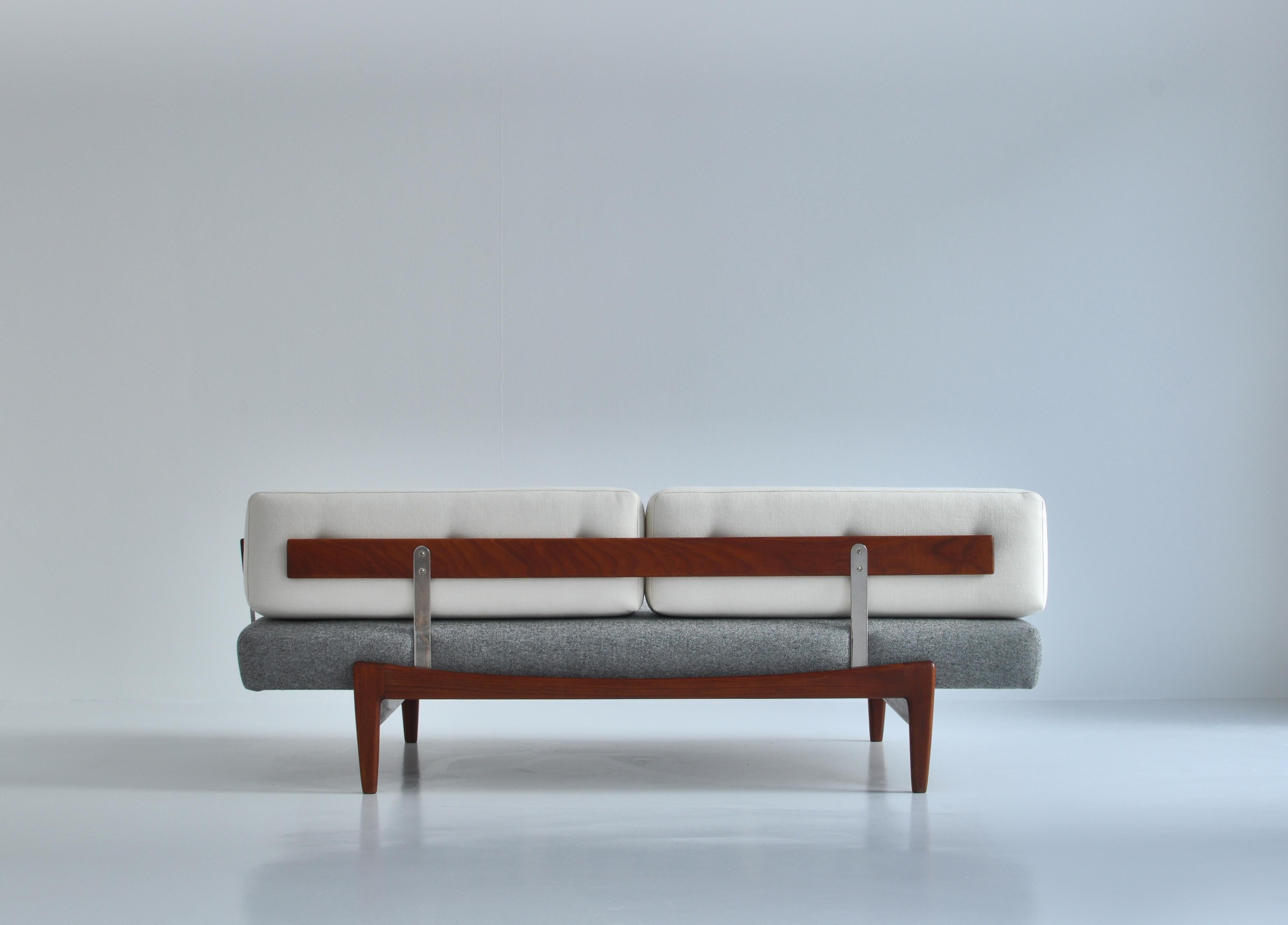 Danish Modern Daybed / Sofa by Ib Kofod-Larsen in Teak Wood and Kvadrat Wool 1