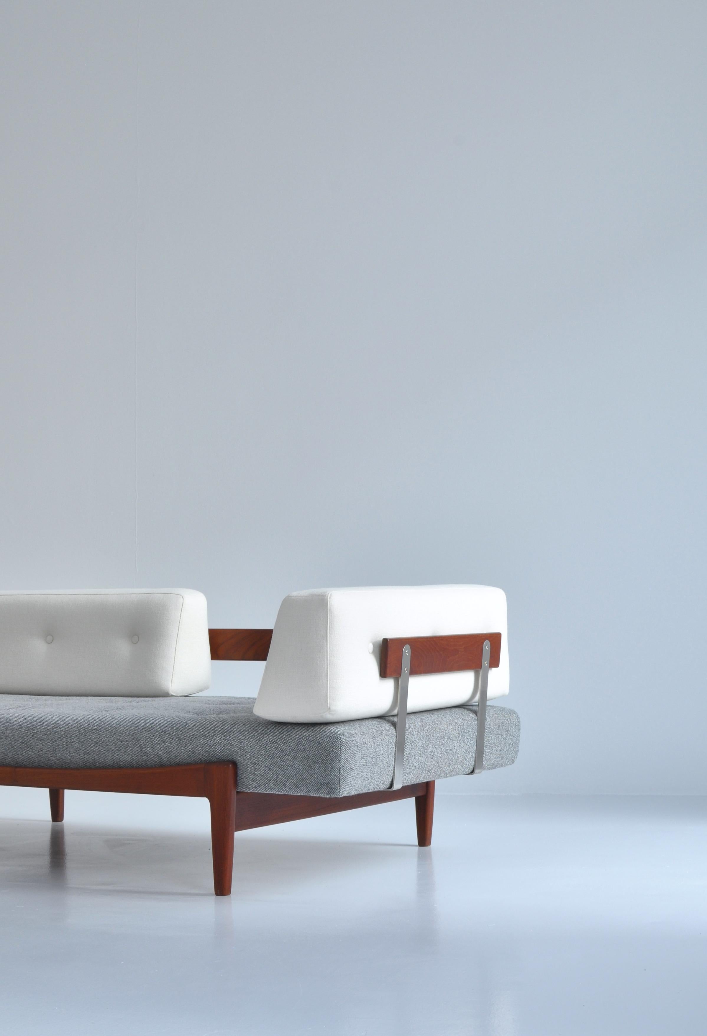 Danish Modern Daybed / Sofa by Ib Kofod-Larsen in Teak Wood and Kvadrat Wool 3