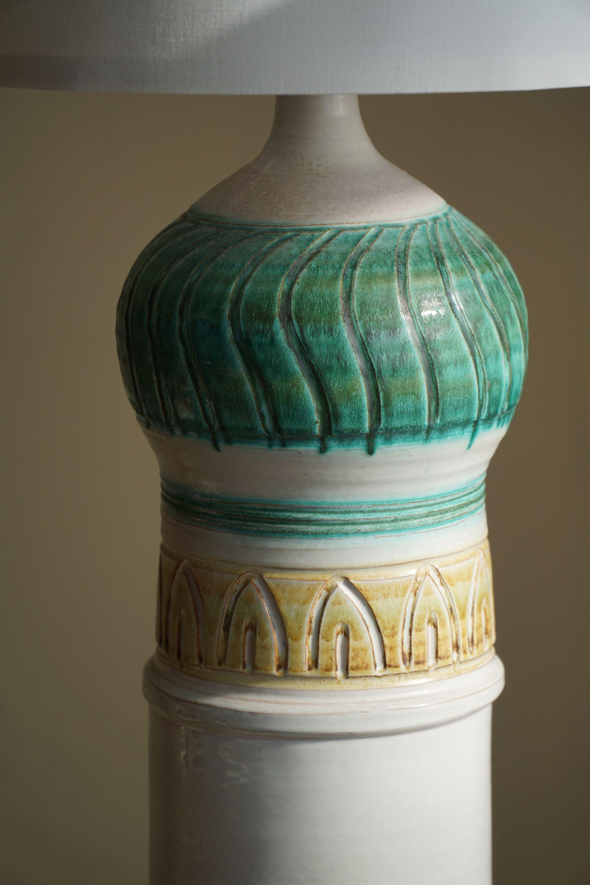 Danish Modern Decorative Ceramic Floor Lamp, Made in 1970s In Good Condition For Sale In Odense, DK