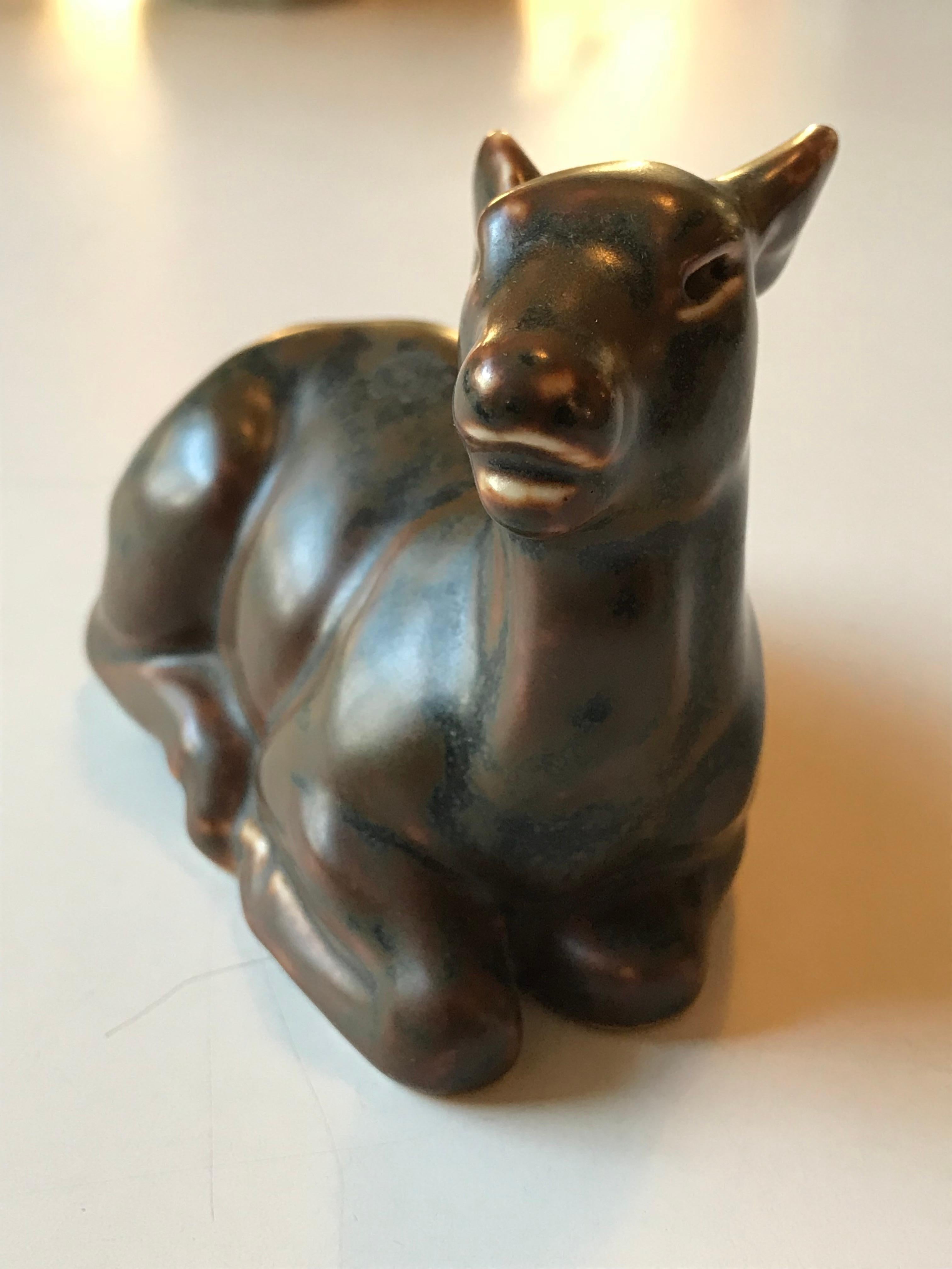 Vernissé Figurine décorative danoise moderne en forme de cerf en vente