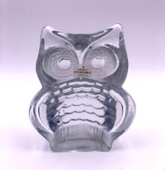 Danish Modern Decorative Glass Owl Sculpture by Viking