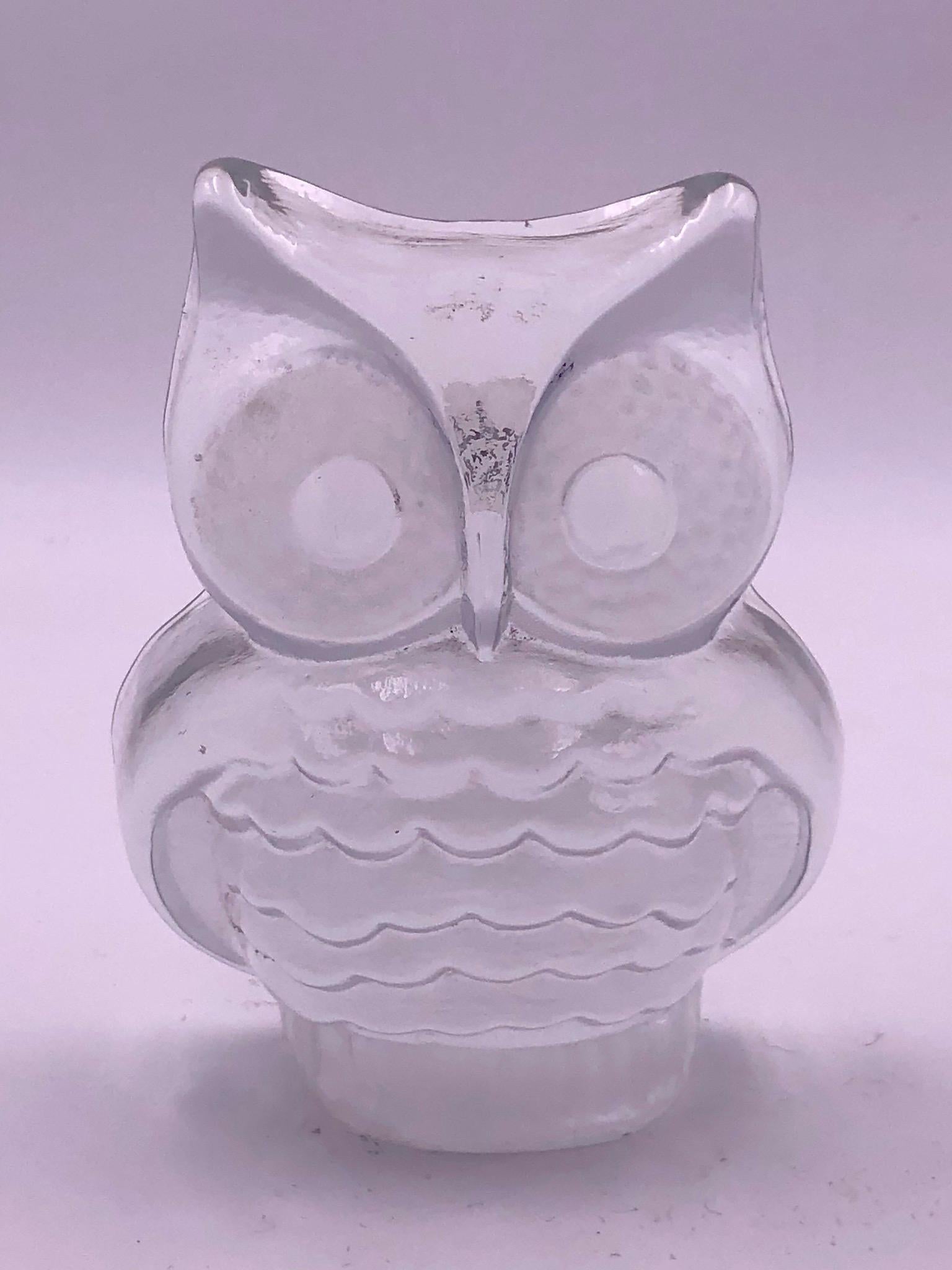 glass owl candle holder