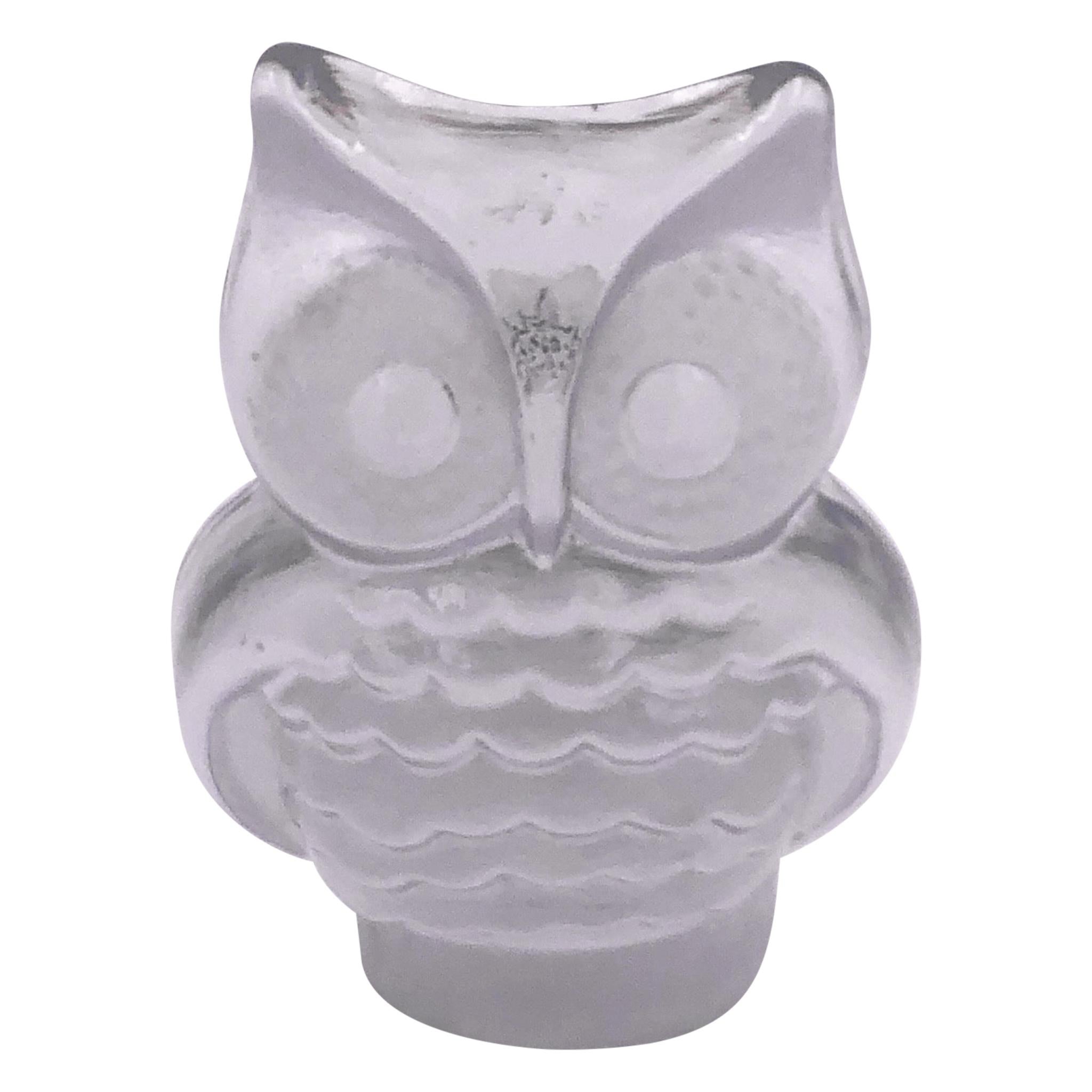 Danish Modern Decorative Glass Owl Sculpture by Viking For Sale