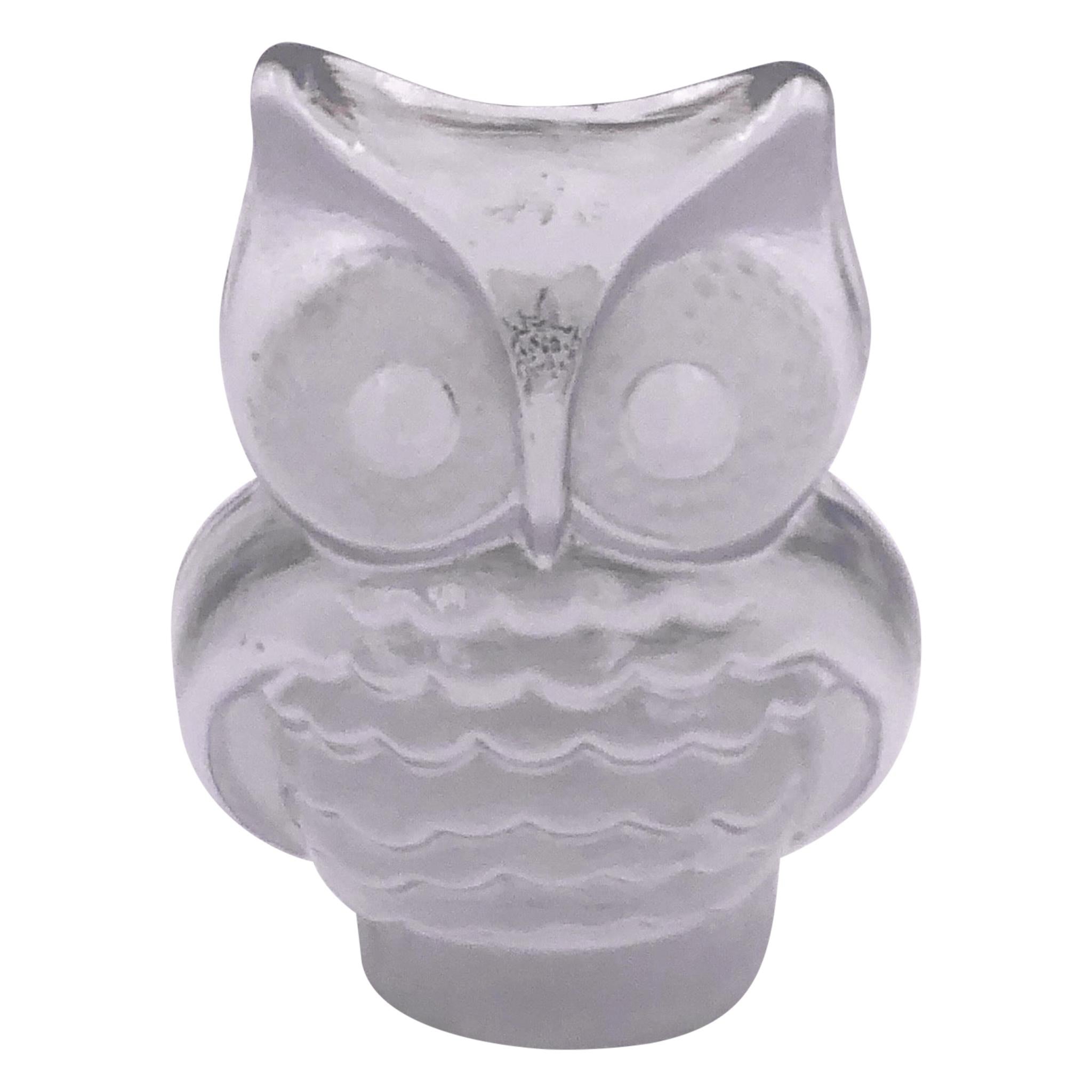 Danish Modern Decorative Glass Owl Sculpture by Viking