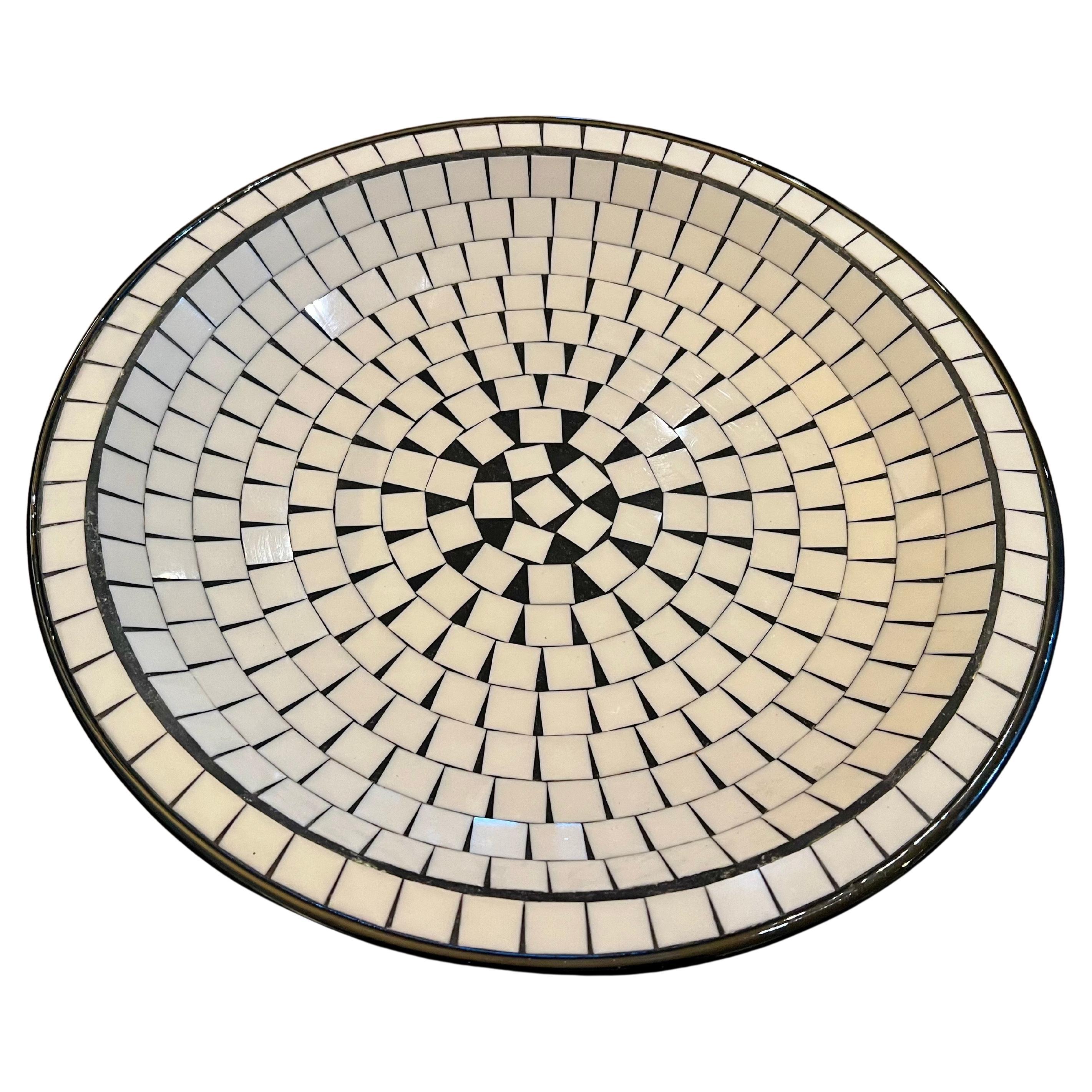 Scandinavian Modern Danish Modern Decorative Large Mosaic Tile Centerrpiece Bowl For Sale