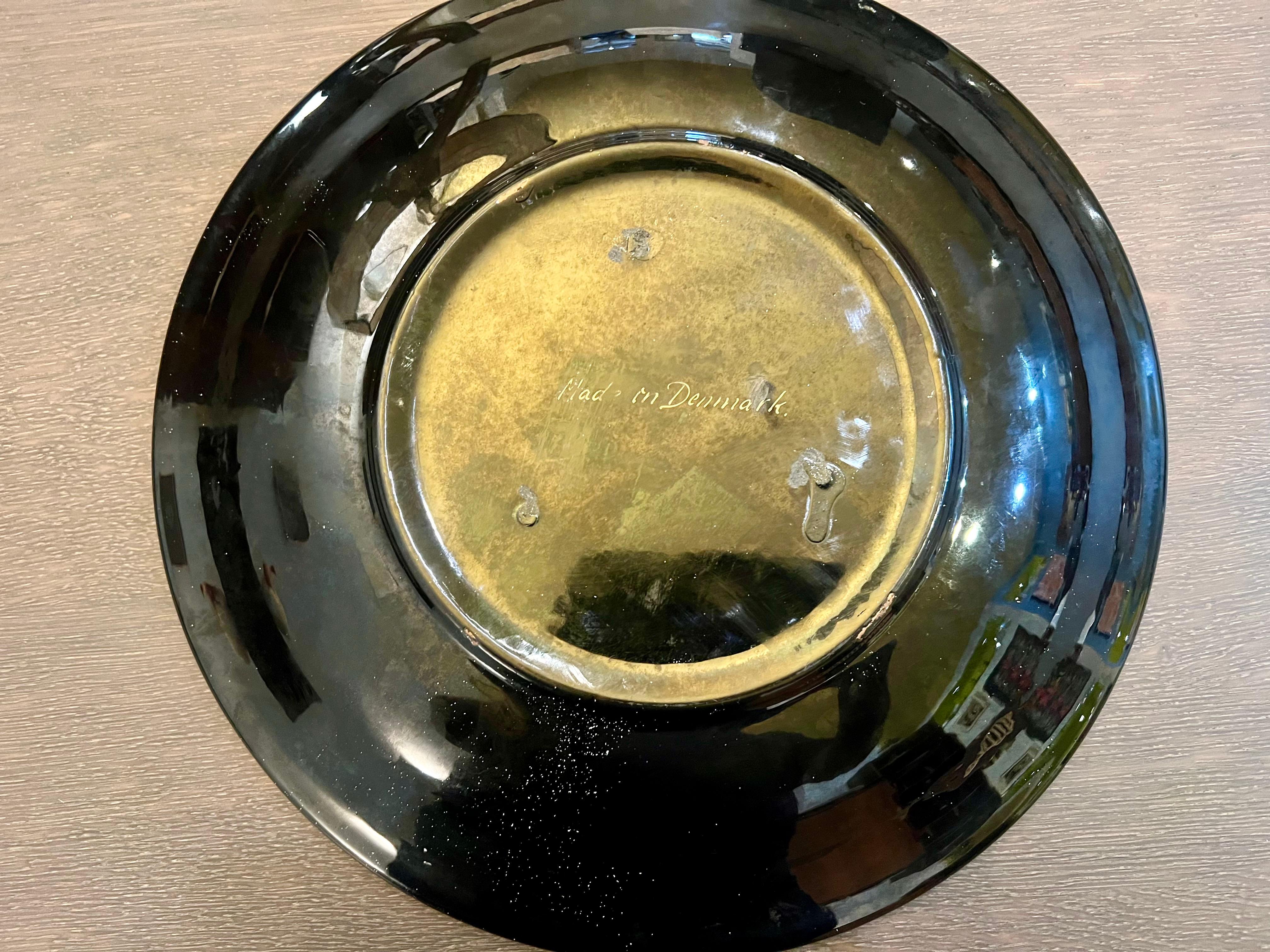 Danish Modern Decorative Large Mosaic Tile Centerrpiece Bowl In Excellent Condition For Sale In San Diego, CA