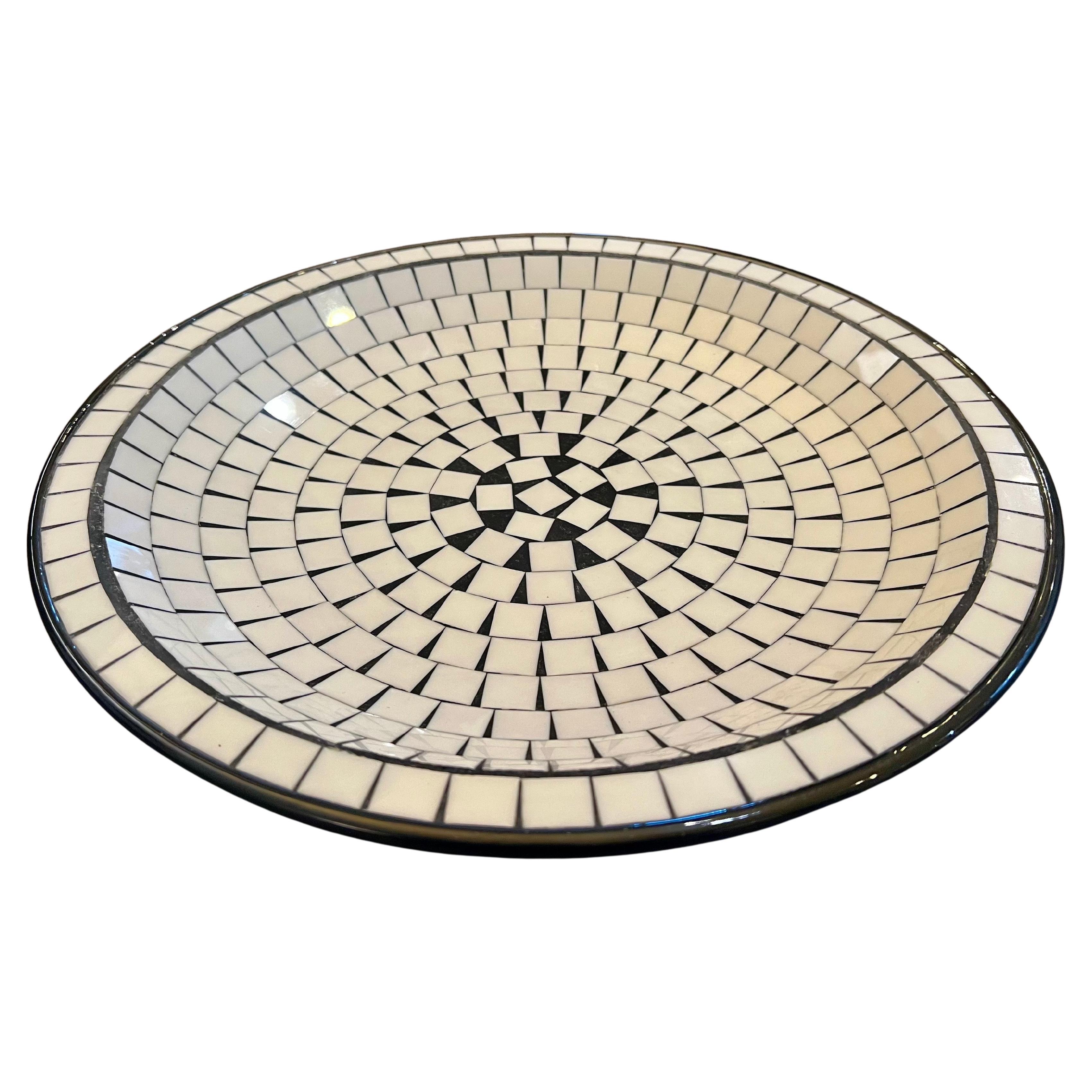 Danish Modern Decorative Large Mosaic Tile Centerrpiece Bowl For Sale