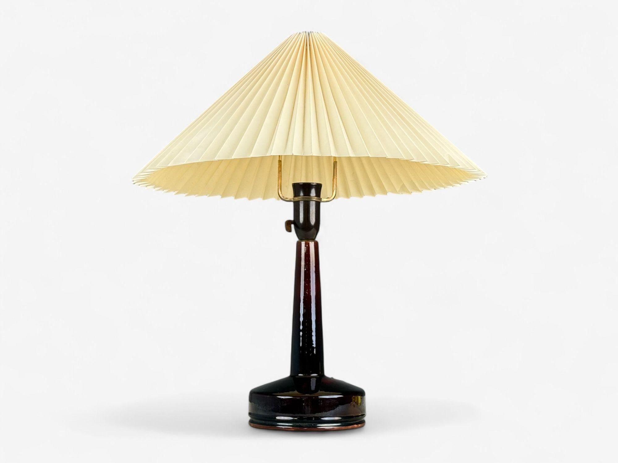 Mid-Century Modern Danish Modern, Deep Red Stoneware, Table Lamp, Denmark, 1960s For Sale
