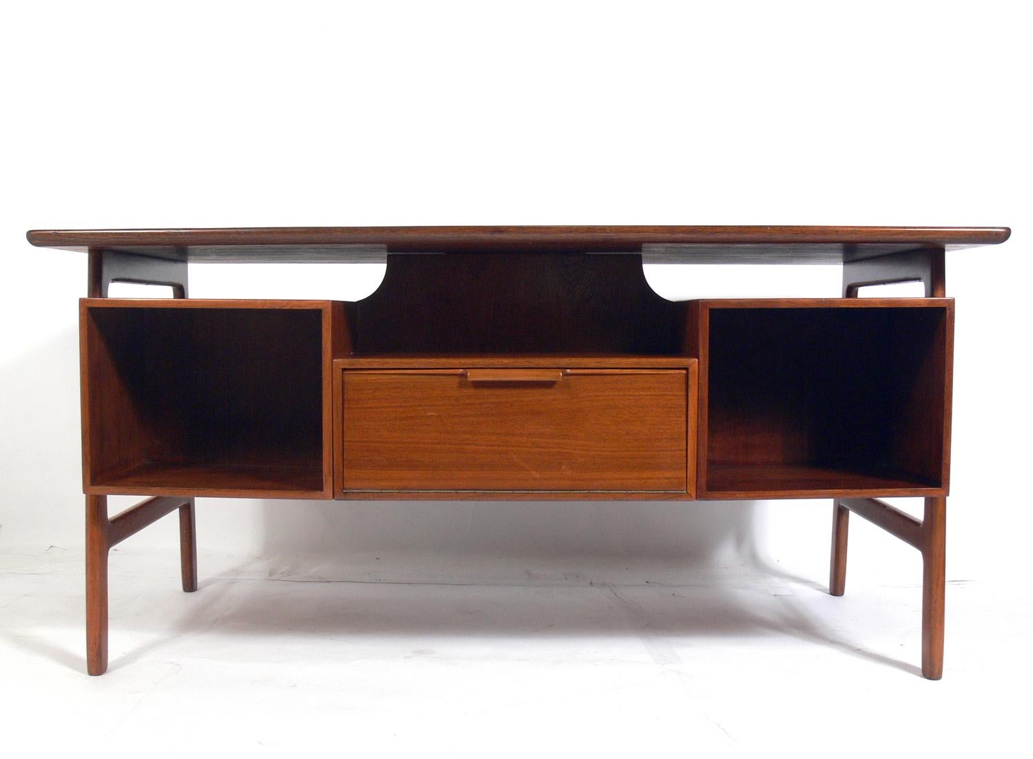 Brass Danish Modern Desk Designed by Gunni Oman