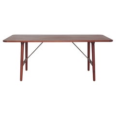 Mesa de escritorio/comedor moderna danesa de Børge Mogensen en madera de teca y latón, años 50