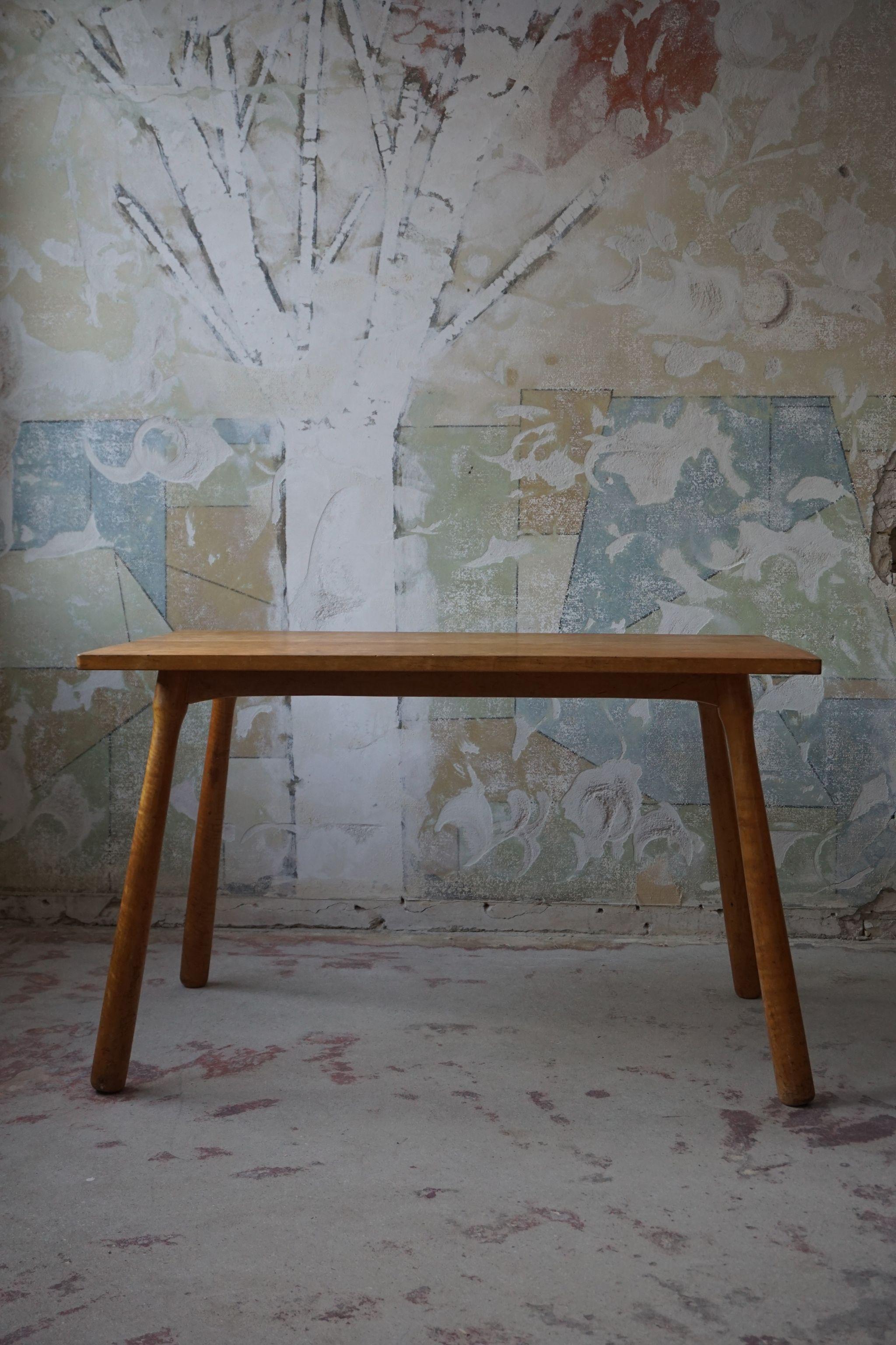 Danish Modern Desk / Dining Table in Birch Attributed to Philip Arctander, 1940s 7