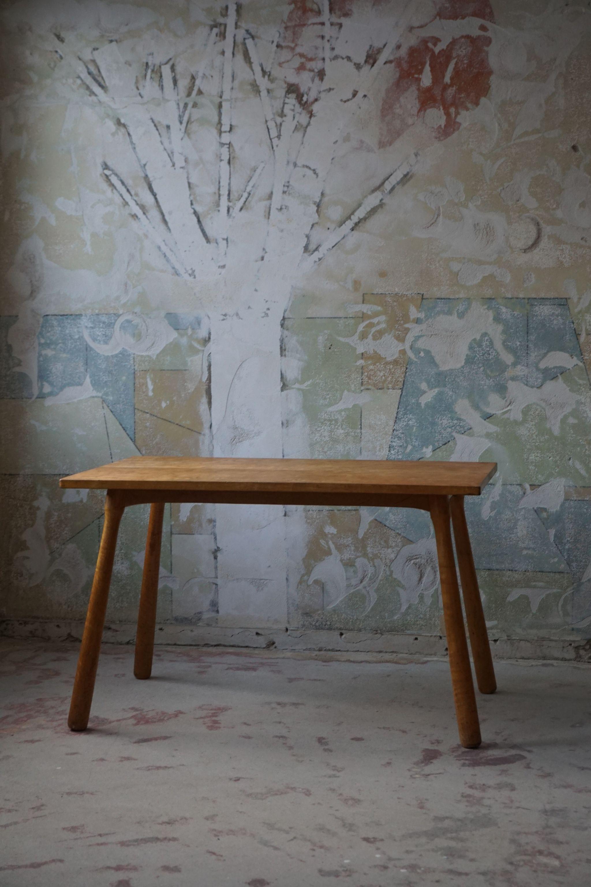 Danish Modern Desk / Dining Table in Birch Attributed to Philip Arctander, 1940s 9