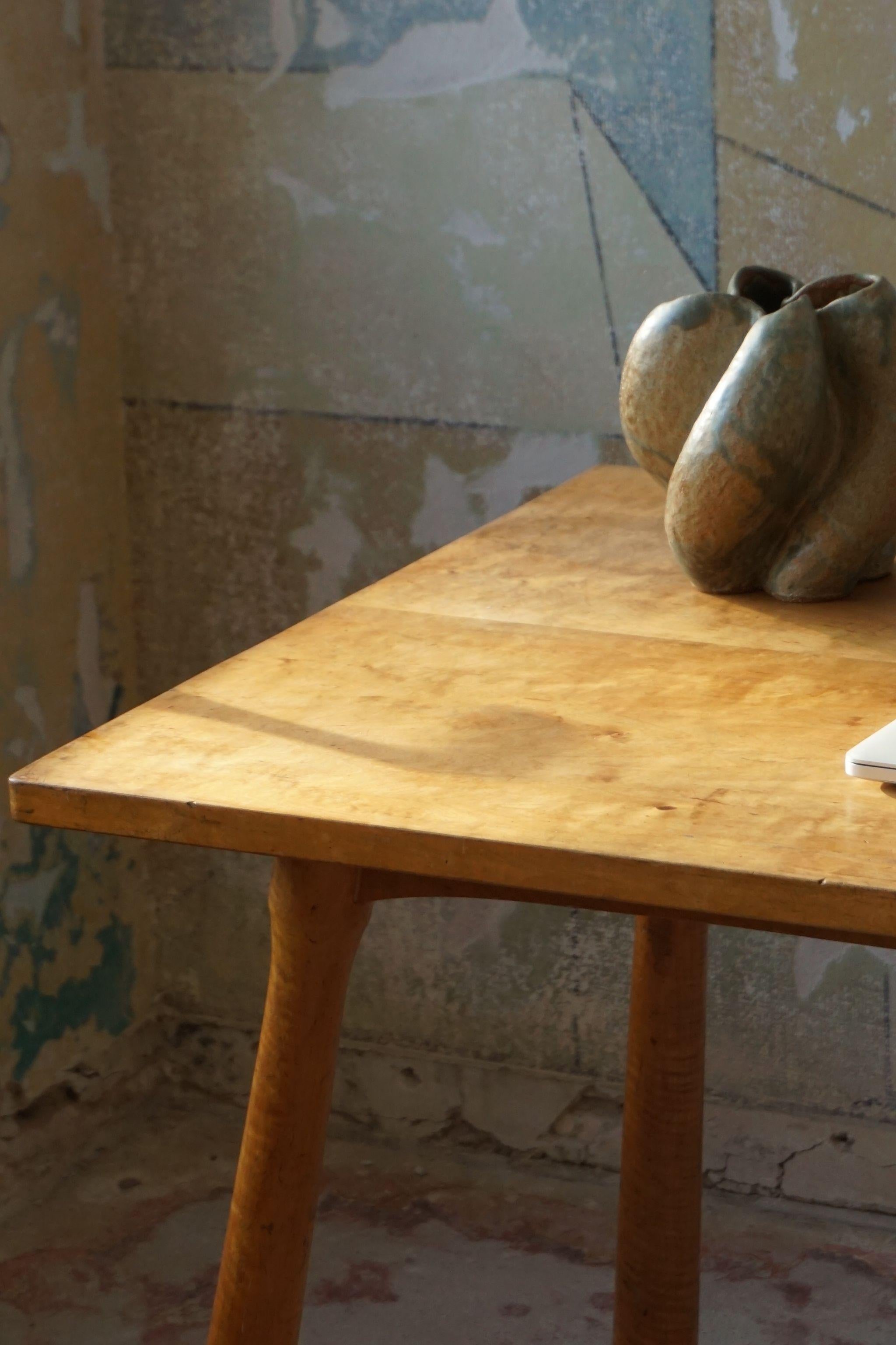 Scandinavian Modern Danish Modern Desk / Dining Table in Birch Attributed to Philip Arctander, 1940s