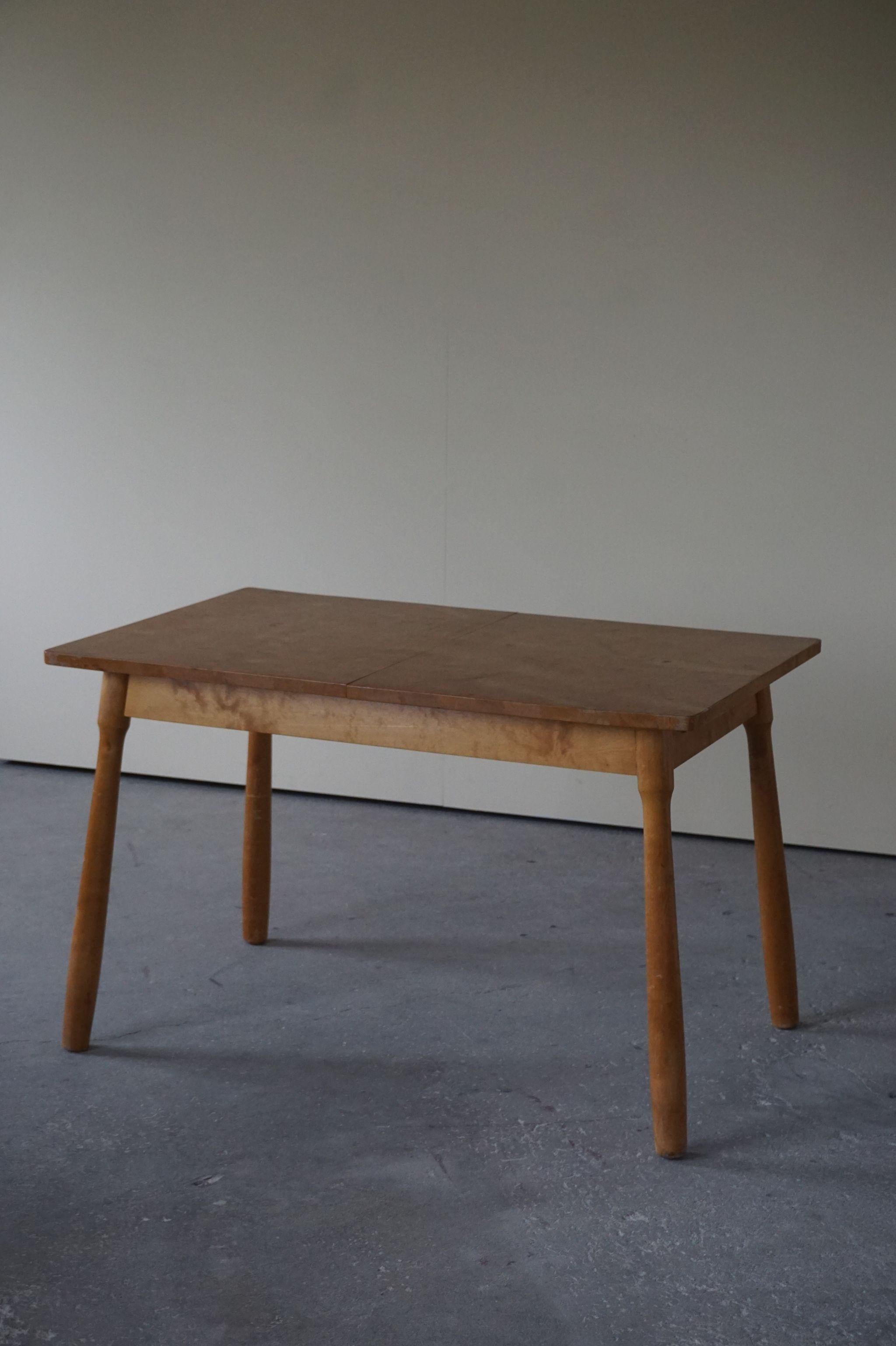 Scandinavian Modern Danish Modern Desk / Dining Table in Birch Attributed to Philip Arctander, 1940s For Sale