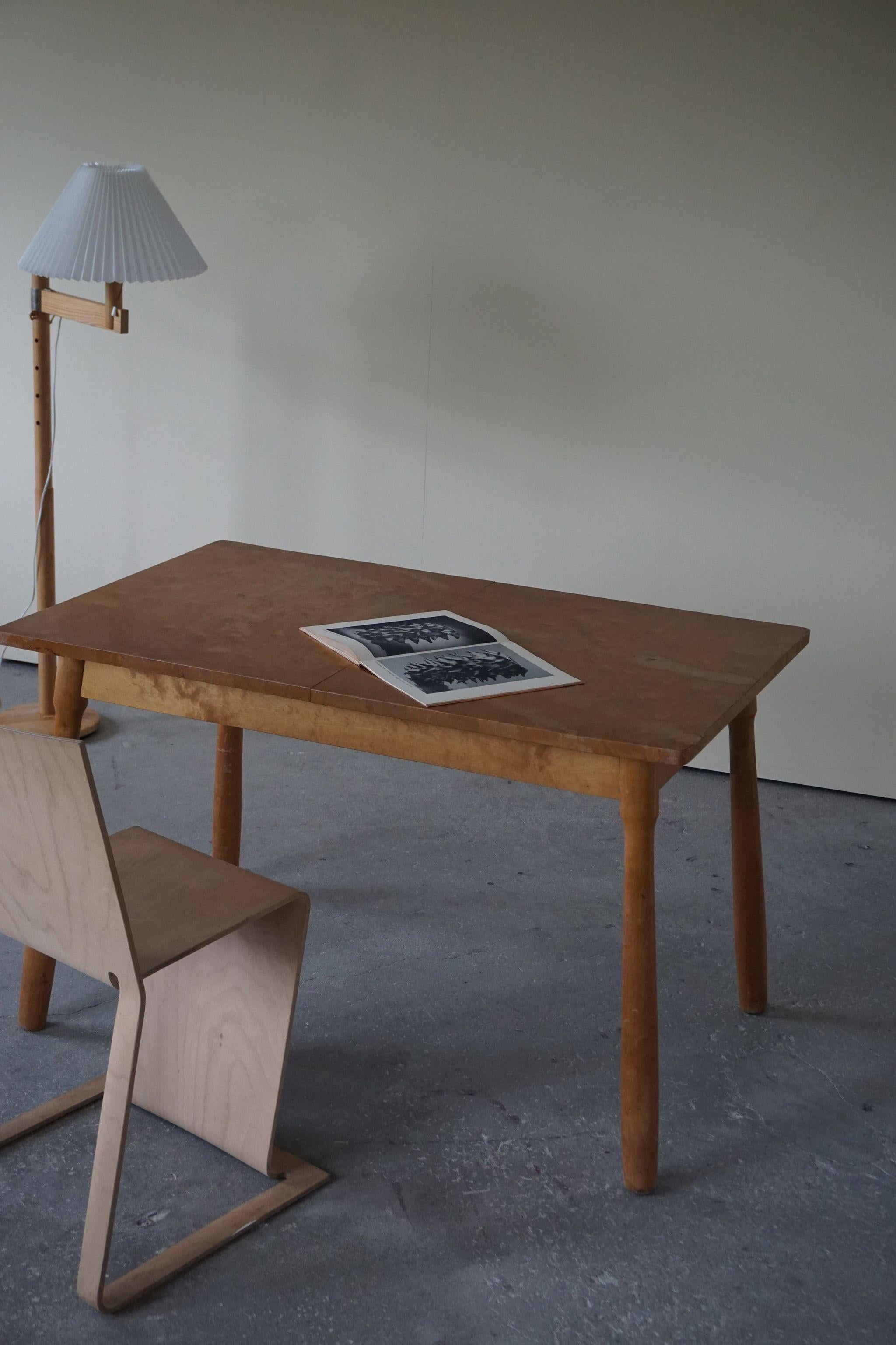 Danish Modern Desk / Dining Table in Birch Attributed to Philip Arctander, 1940s 4