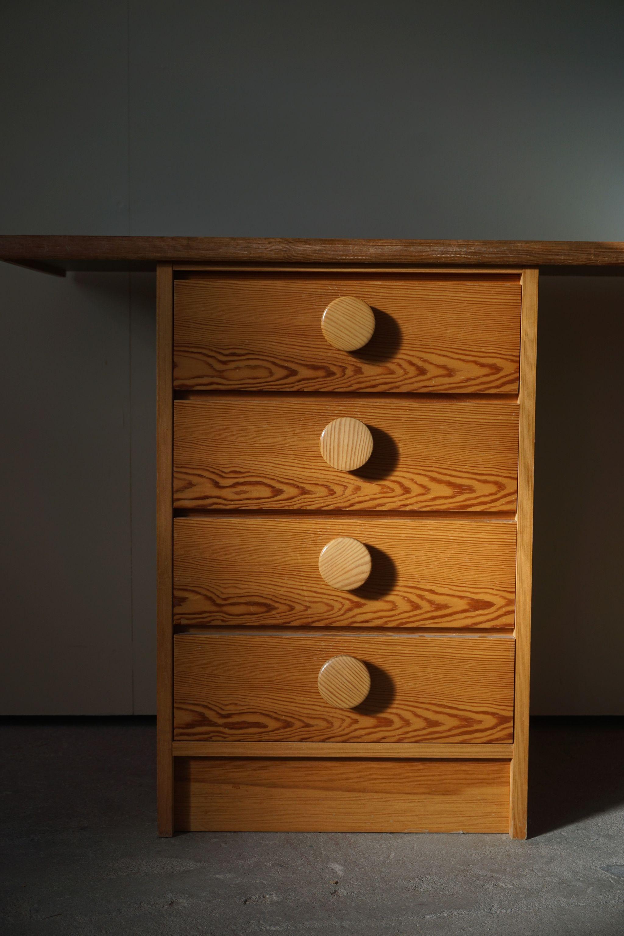 Danish Modern Desk in Pine and Blue Formica, 1970s 1