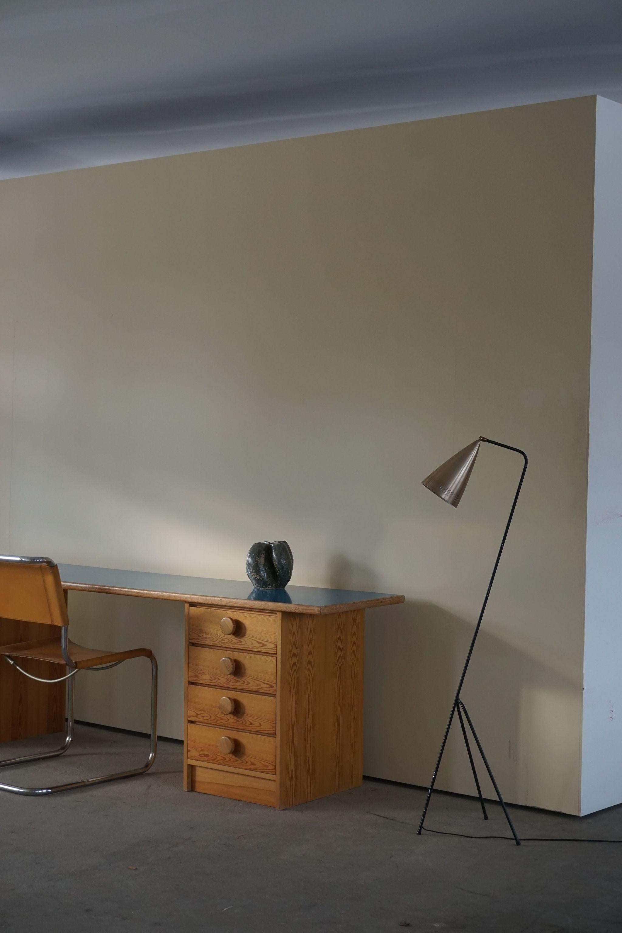 Danish Modern Desk in Pine and Blue Formica, 1970s 2