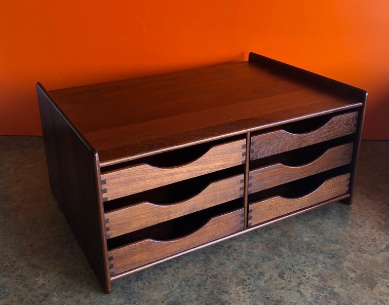 Danish Modern Desk Organizer / 6Drawer Letter Tray in Teak at 1stDibs