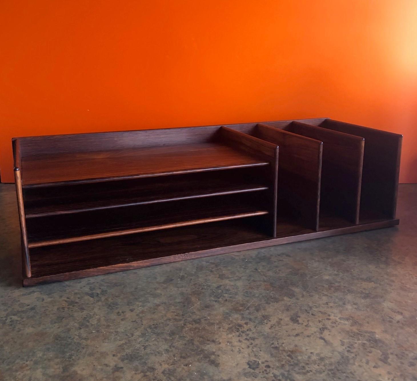 Danish Modern Desk Organizer / Letter Tray in Rosewood by Georg Petersens In Good Condition In San Diego, CA