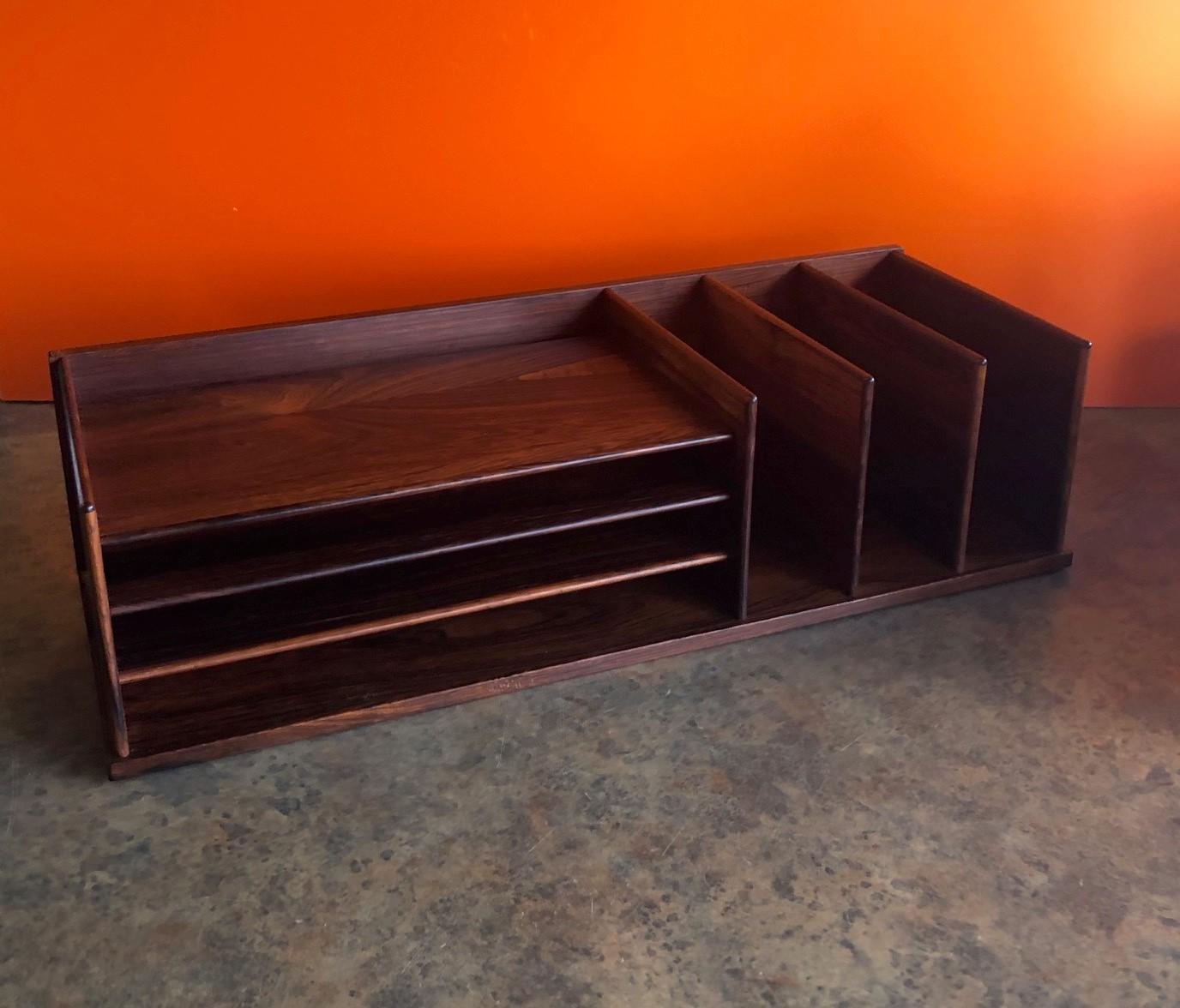 20th Century Danish Modern Desk Organizer / Letter Tray in Rosewood by Georg Petersens