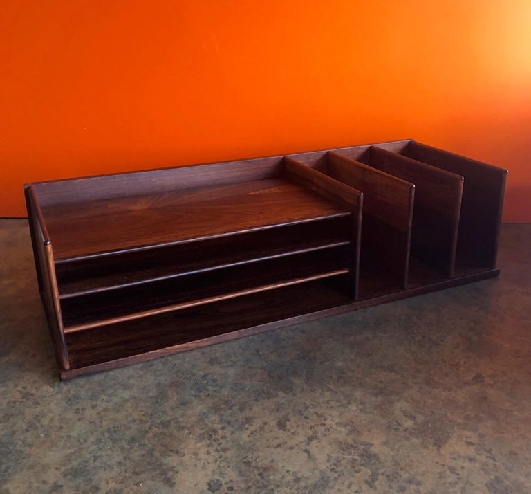 Danish Modern Desk Organizer / Letter Tray in Rosewood by Petersens at 1stDibs