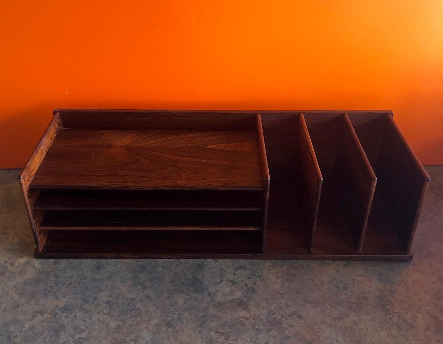 Danish Modern Desk Organizer or Letter Tray in Rosewood by Georg Petersens 3