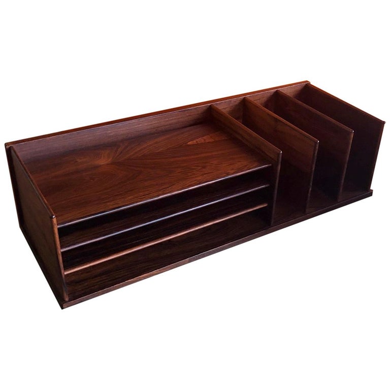Danish Modern Desk Organizer / Letter Tray in Rosewood by