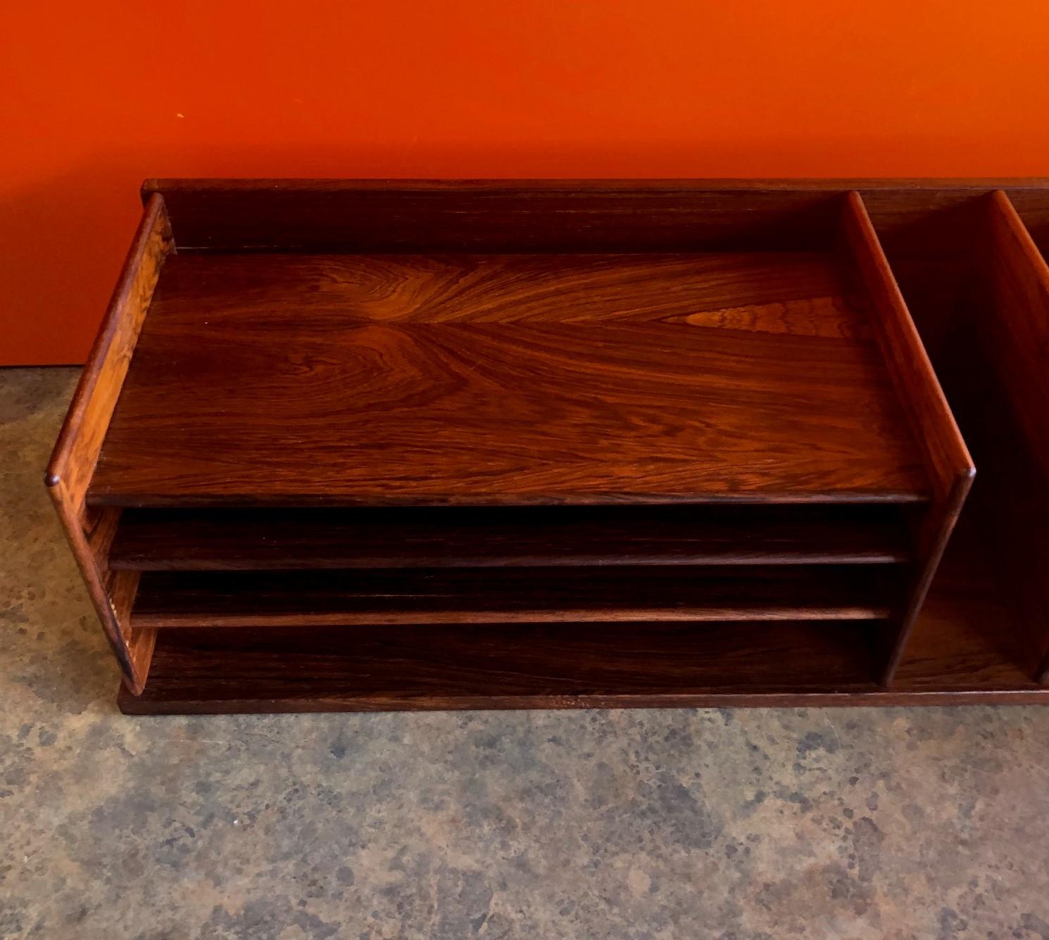Danish Modern Desk Organizer or Letter Tray in Rosewood by Georg Petersens 5