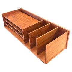 Danish Modern Desk Organizer Letter Tray in Teak by Georg Petersens Møbelfabrik