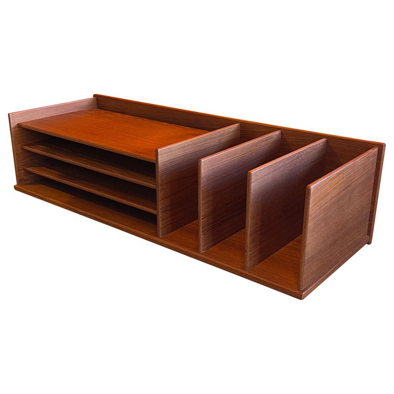 Danish Modern Desk Organizer Letter Tray in Teak by Petersens Møbelfabrik at 1stDibs