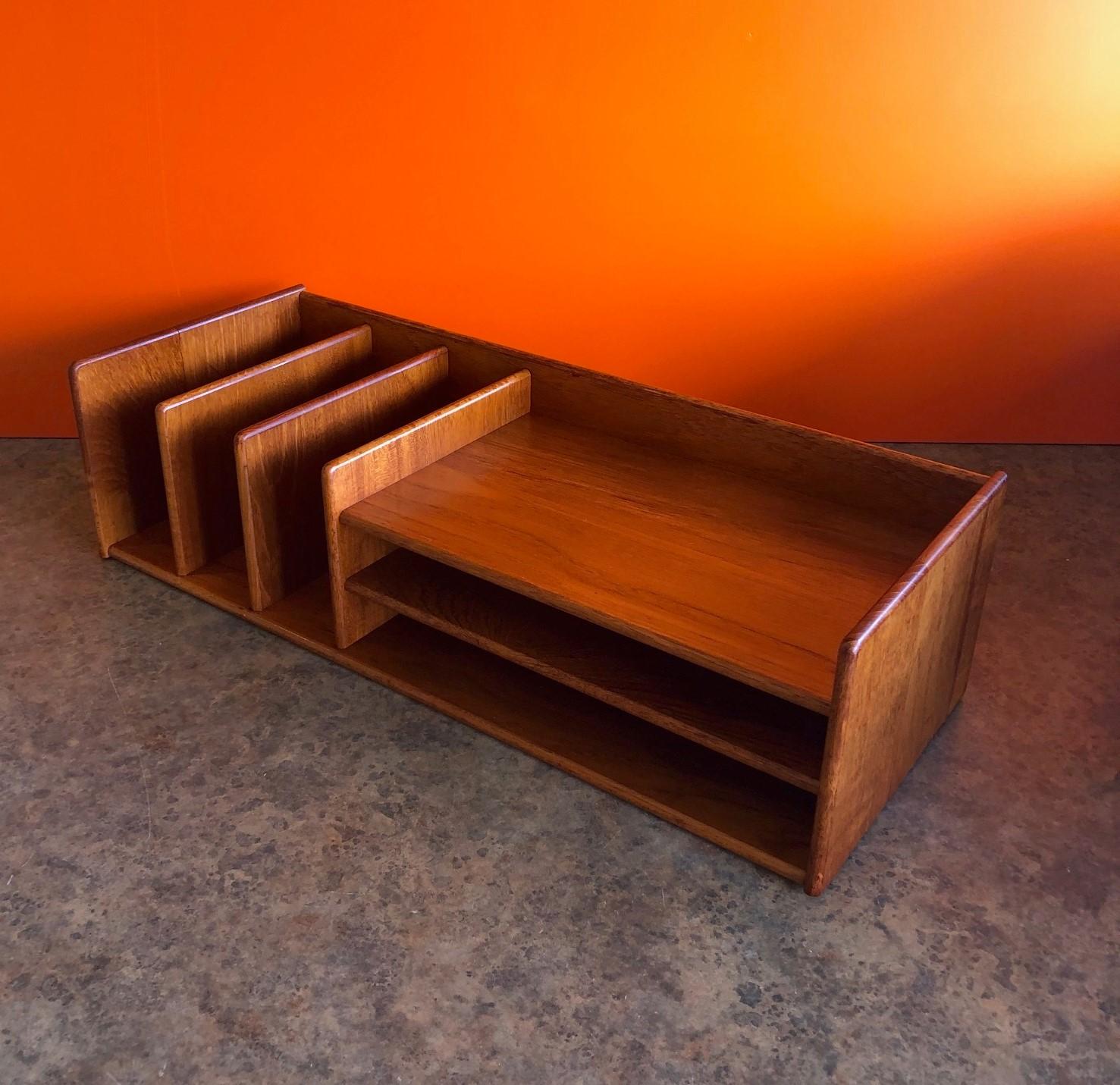 Danish Modern Desk Organizer / Letter Tray in Teak by Nordisk Andels-Eksport 2