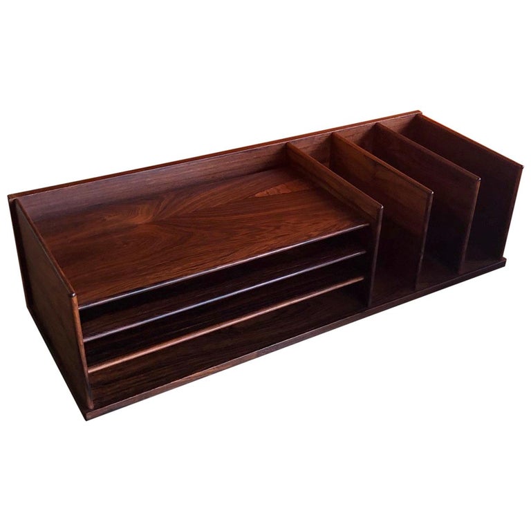 Danish Modern Desk Organizer Or Letter Tray In Rosewood By Georg Petersens